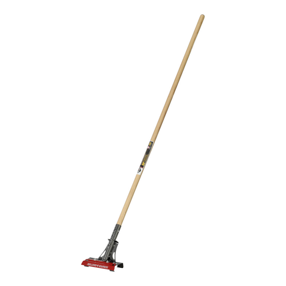 Handle in wood 1 1/8&quot; x 60&quot; with steel attachment for push broom with scraper, Garant Pro