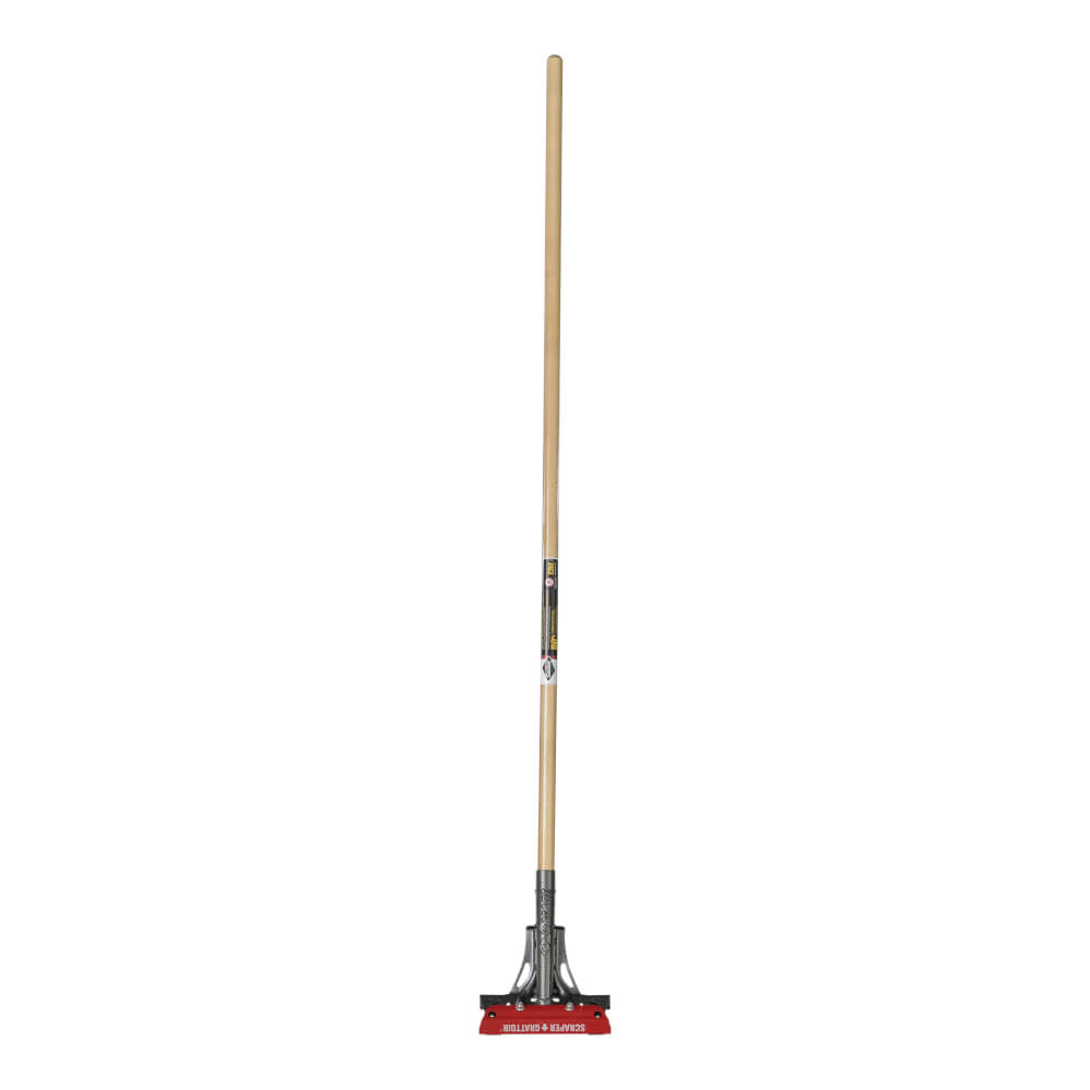 Handle in wood 1 1/8&quot; x 60&quot; with steel attachment for push broom with scraper, Garant Pro