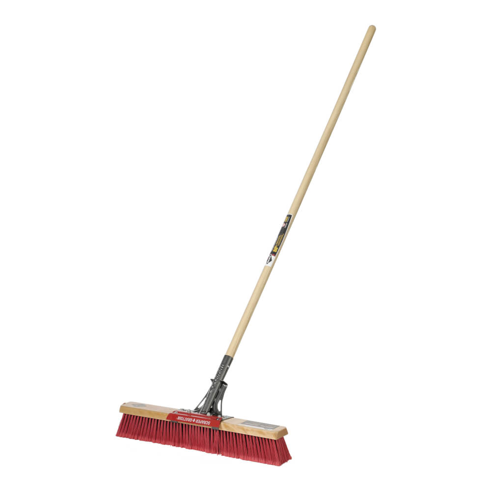 Push broom with scraper Multi-surface, 24in, wood handle, lh, Garant Pro