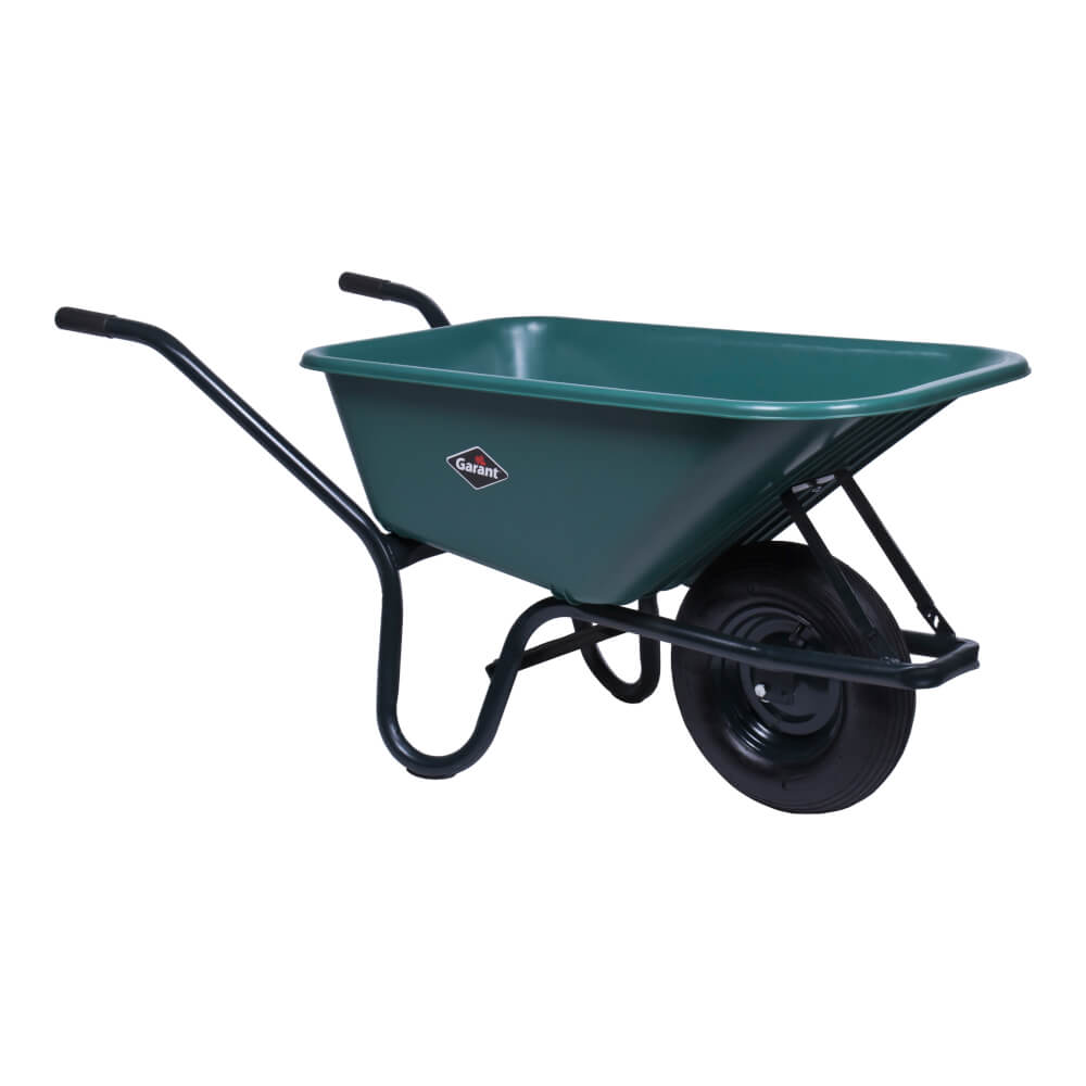 Wheelbarrow, 5 cu. ft. poly tray, steel hdles