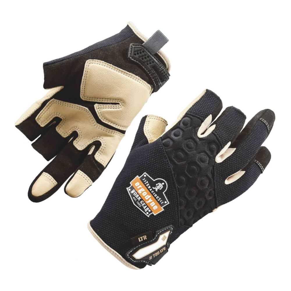 ProFlex&reg; 720LTR XL Black Half-Fingered Impact Gloves
