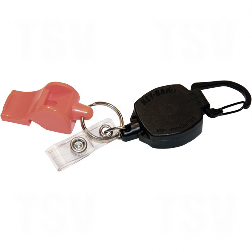 Self Retracting ID Badge and Key Reel with Whistle